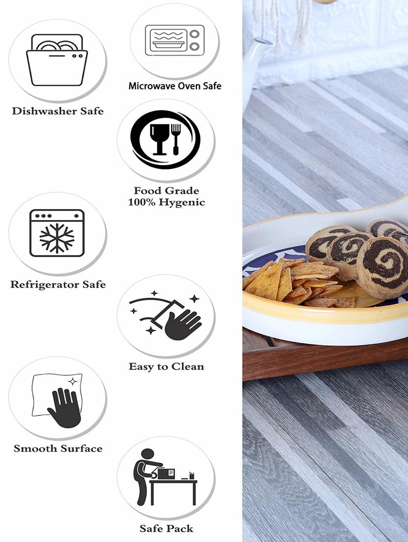 cdi cream-coloured & blue printed ceramic pizza serving platter - 18538438 - Zoom Image - 4