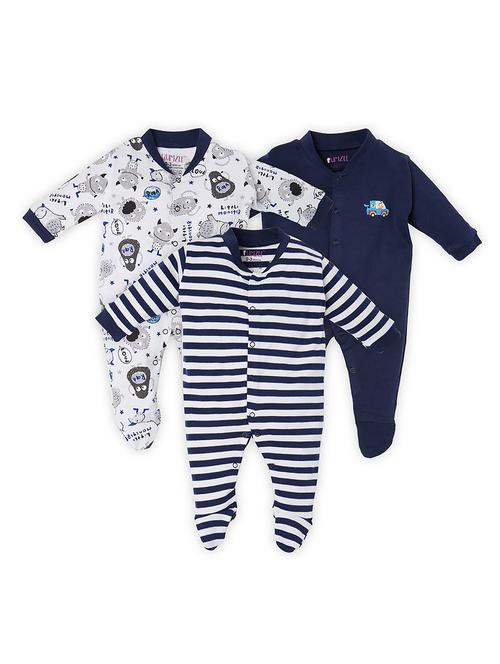 boys pack of 3 printed nightwear onesies - 18538710 - Very Small Image - 1