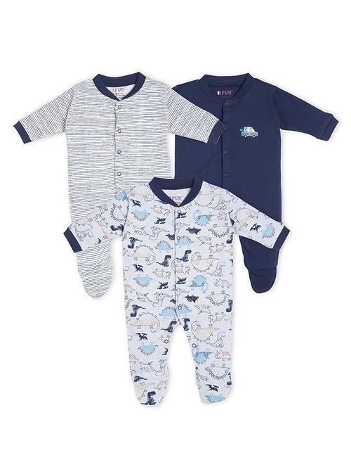 boys pack of 3 printed nightwear onesies - 18538722 - Very Small Image - 1