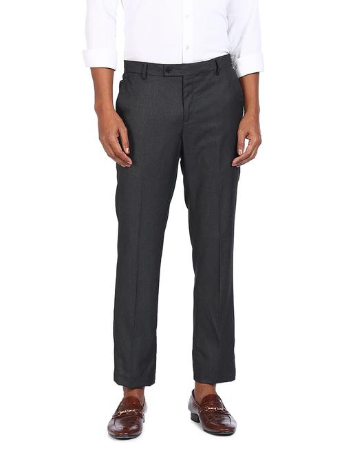 mid rise solid flat front casual trouser - 18539667 - Very Small Image - 1