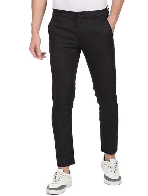 black mid rise flat front casual trouser - 18540024 - Very Small Image - 1