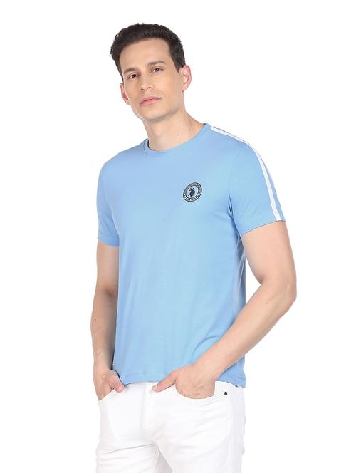 light blue solid regular t-shirt  - 18540245 - Very Small Image - 1