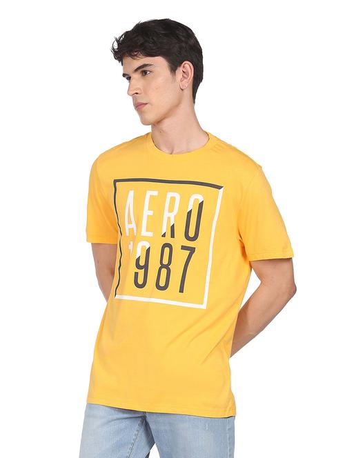 yellow chest-printed t-shirt - 18540292 - Very Small Image - 1