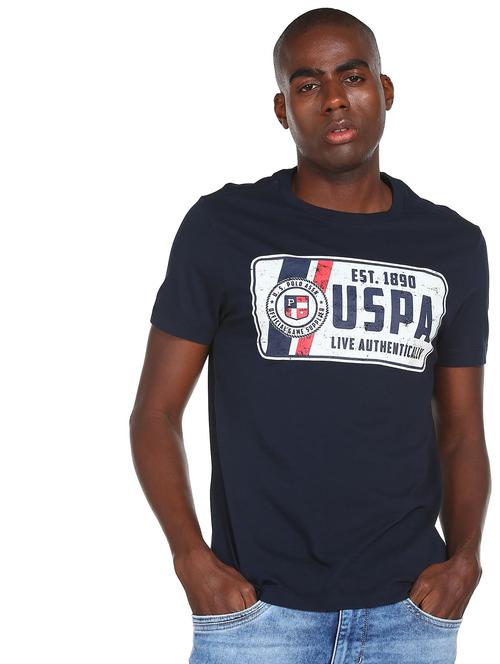 blue chest print t-shirt - 18540358 - Very Small Image - 1