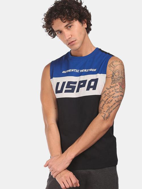 color blocked front printed vest - 18540385 - Very Small Image - 1