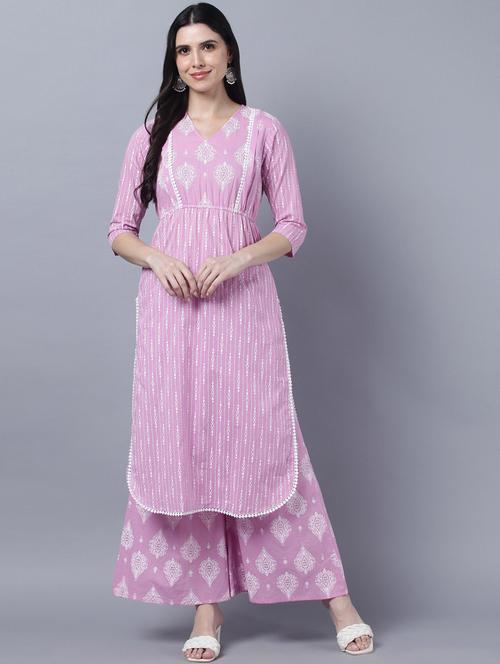 printed kurta palazzo set - 18540491 - Very Small Image - 1