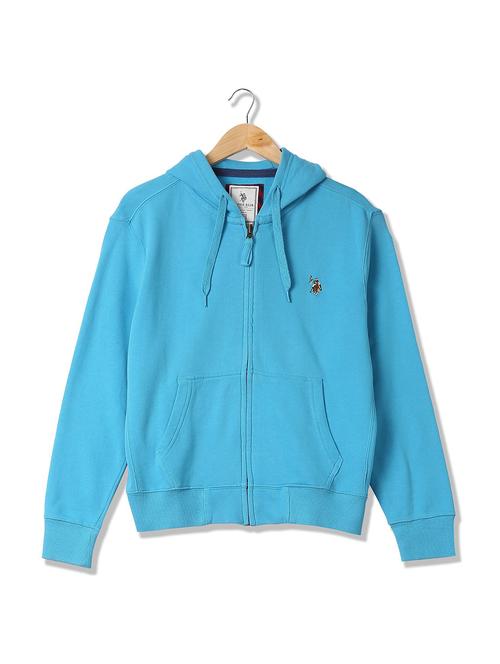 blue solid hooded sweatshirt - 18540498 - Very Small Image - 1