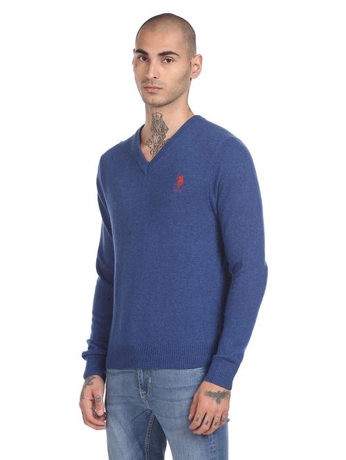 v neck solid wool cardigan - 18541860 - Very Small Image - 1