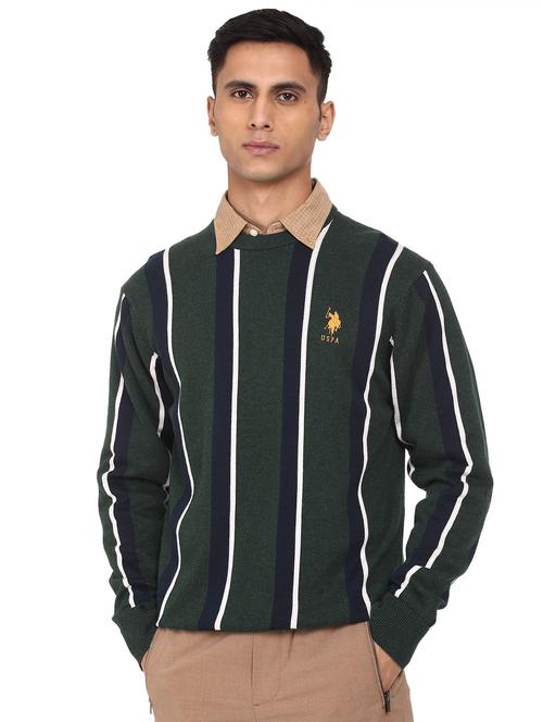 crew neck striped cardigan - 18541862 - Very Small Image - 1