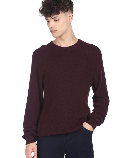 round neck solid pullover - 18541902 - Very Small Image - 1
