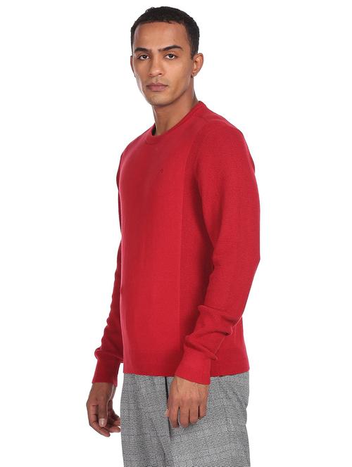 round neck solid pullover - 18541909 - Very Small Image - 1