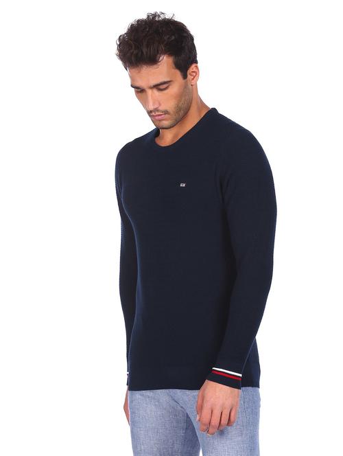 round neck solid pullover - 18541911 - Very Small Image - 1