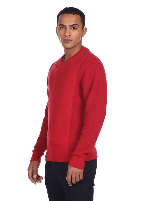 v-neck solid pullover - 18541920 - Very Small Image - 1