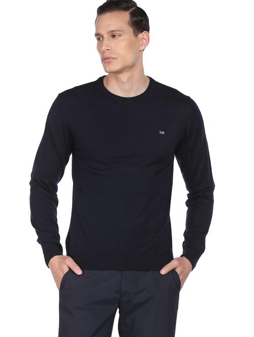 round neck solid pullover - 18541929 - Very Small Image - 1