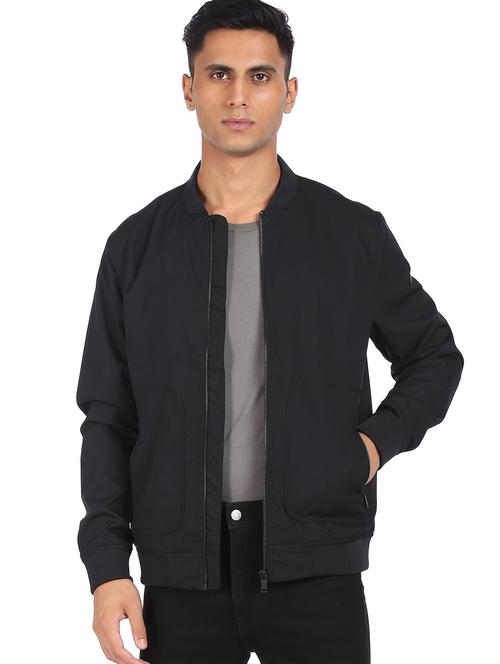 black solid casual jacket - 18541974 - Very Small Image - 1