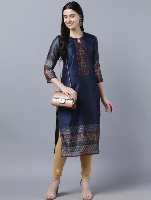 printed straight kurta - 18542173 - Very Small Image - 1