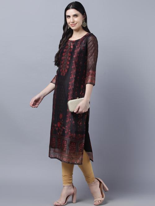 printed straight kurta - 18542174 - Very Small Image - 1