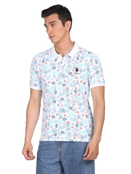 white floral polo t-shirt - 18542204 - Very Small Image - 1