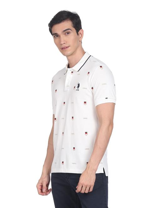 white printed polo t-shirt - 18542227 - Very Small Image - 1
