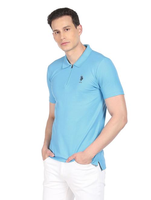 blue solid polo t-shirt - 18542266 - Very Small Image - 1