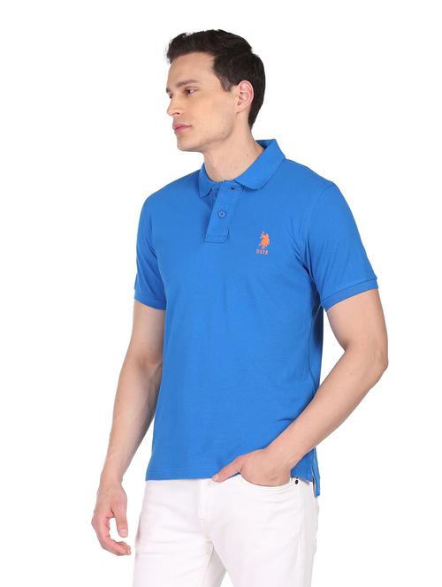 blue solid polo t-shirt  - 18542310 - Very Small Image - 1