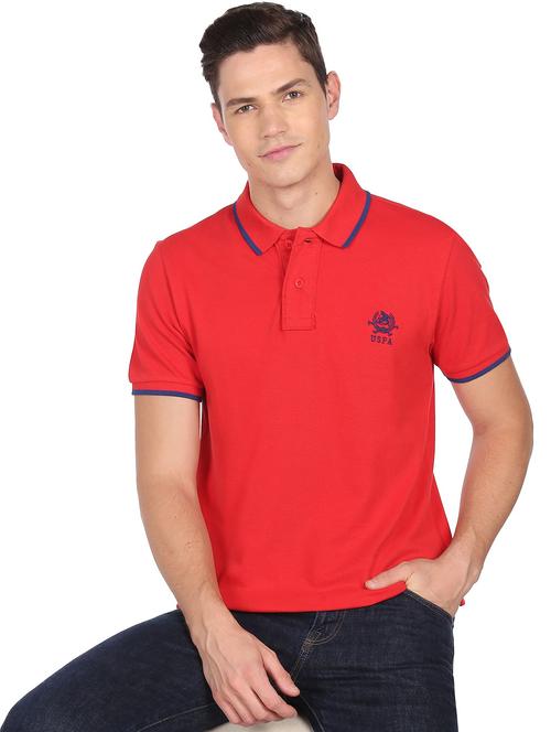 red solid polo t-shirt  - 18542332 - Very Small Image - 1