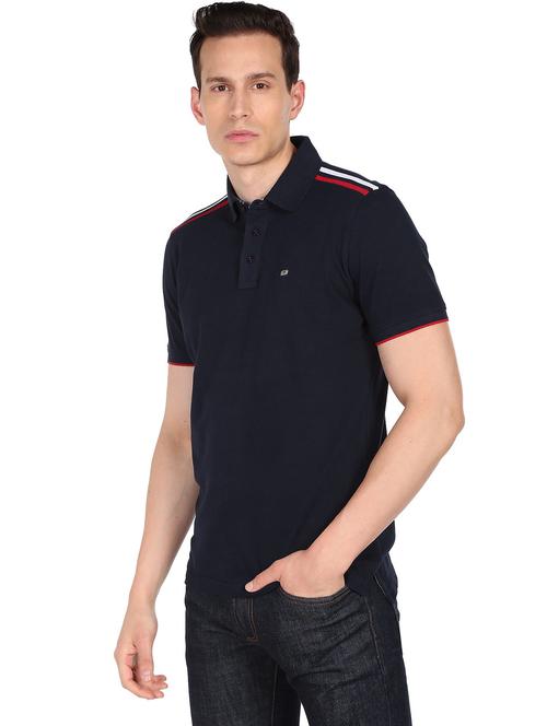 blue solid polo t-shirt  - 18542429 - Very Small Image - 1