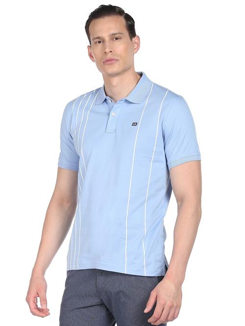 light blue striped polo t-shirt - 18542574 - Very Small Image - 1