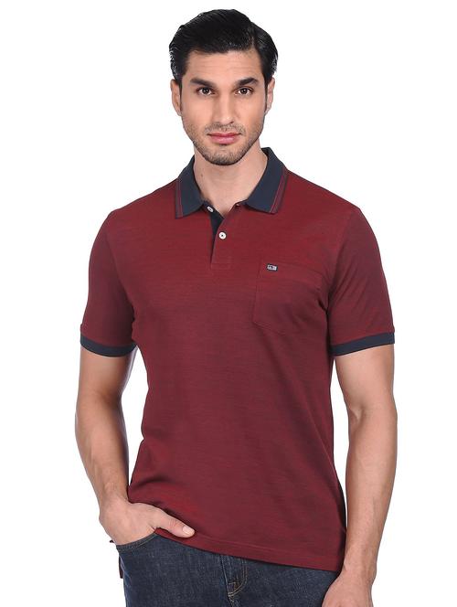 burgundy solid polo t-shirt  - 18542596 - Very Small Image - 1