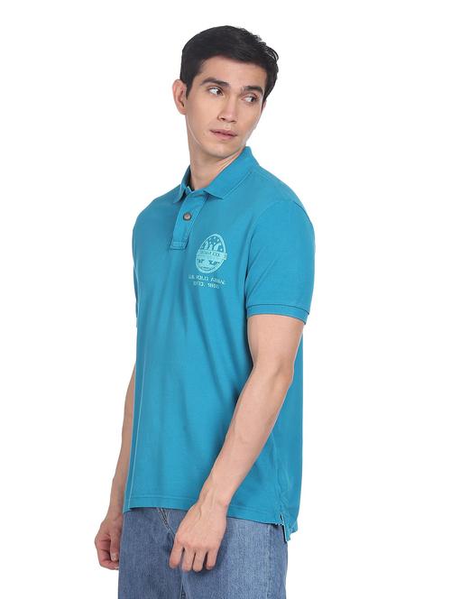 blue printed polo t-shirt  - 18542610 - Very Small Image - 1