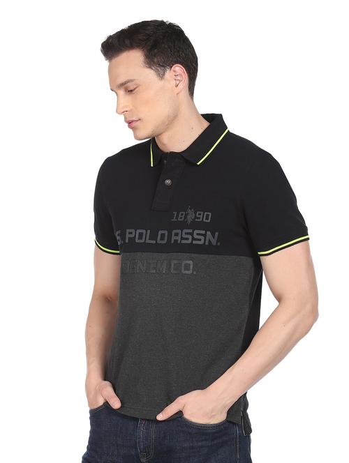 black printed polo t-shirt - 18542623 - Very Small Image - 1