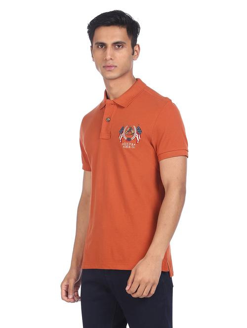 rust solid polo t-shirt - 18542636 - Very Small Image - 1