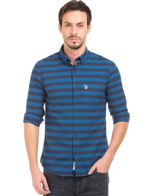 blue striped casual shirt - 18542798 - Very Small Image - 1