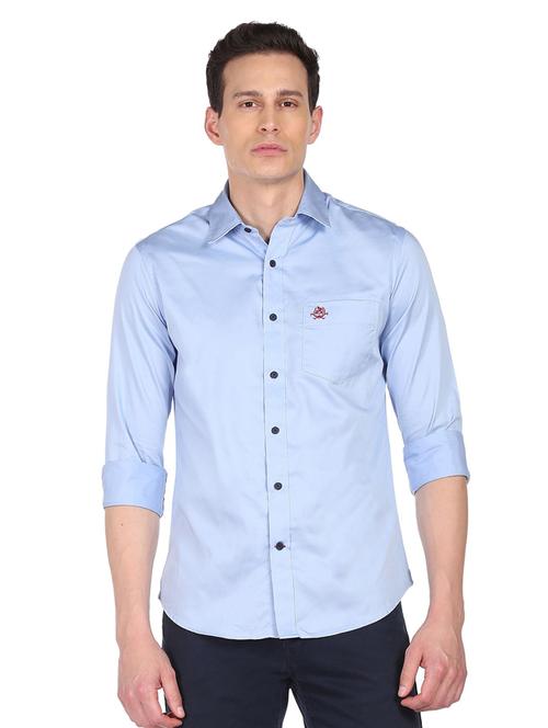 blue solid casual shirt - 18543112 - Very Small Image - 1