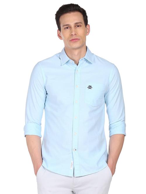 light blue solid casual shirt - 18543113 - Very Small Image - 1