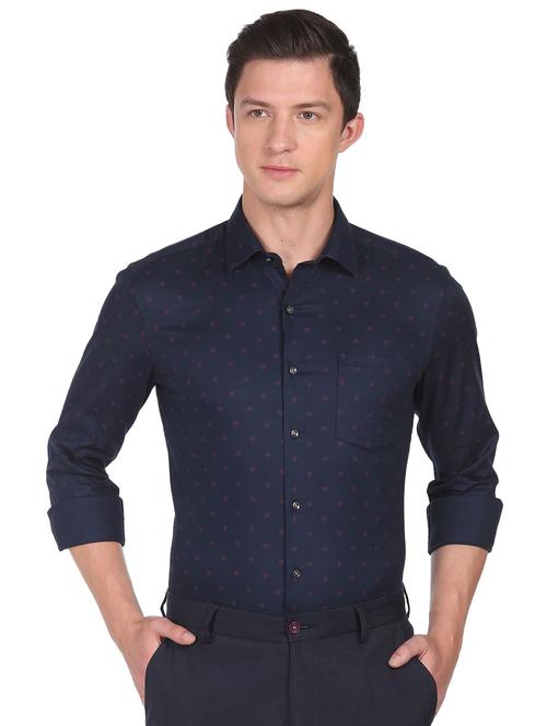 navy blue printed casual shirt - 18543442 - Very Small Image - 1