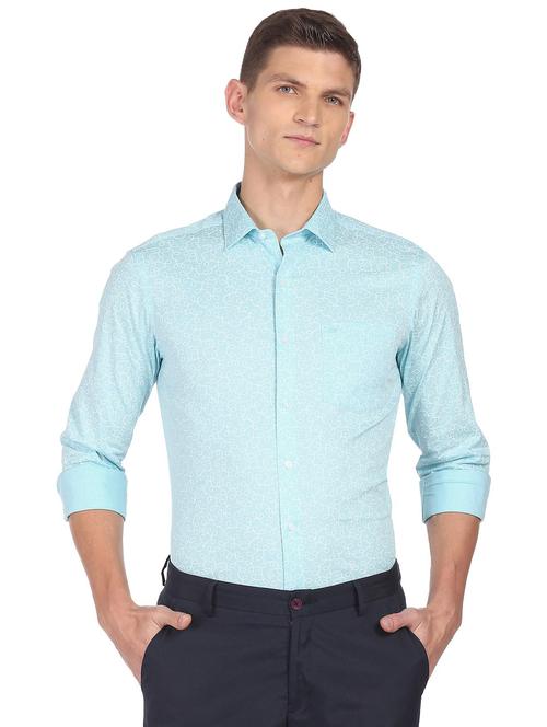 blue printed formal shirt - 18543443 - Very Small Image - 1