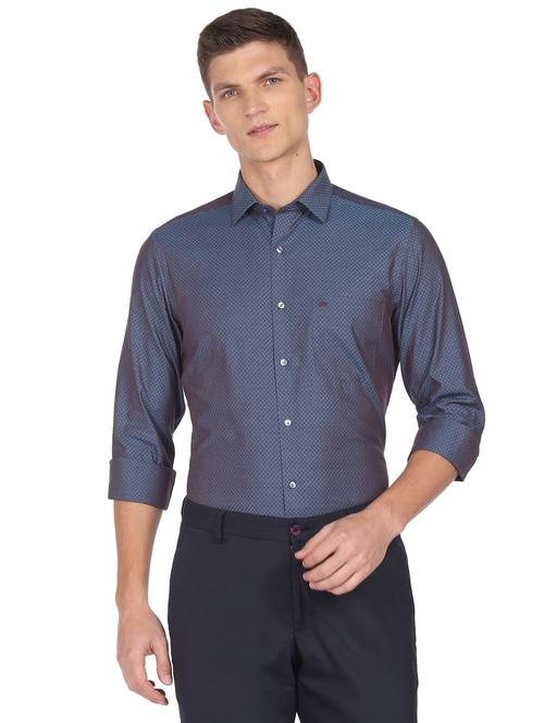 blue self design casual shirt - 18543487 - Very Small Image - 1