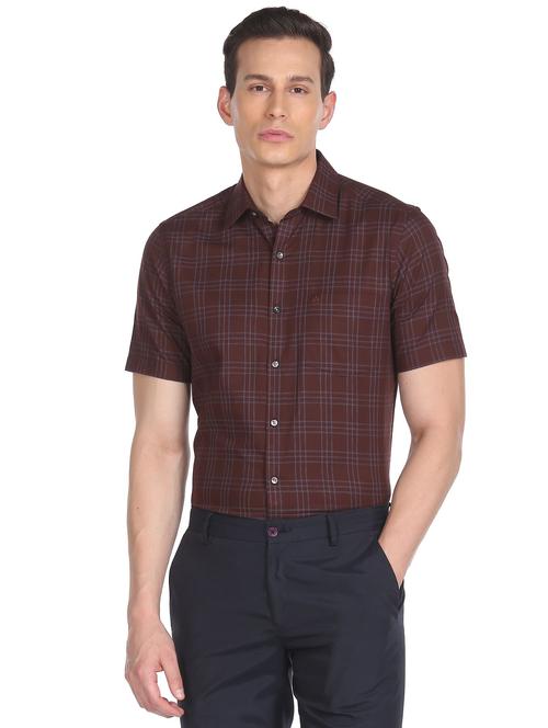 brown checkered casual shirt - 18543493 - Very Small Image - 1