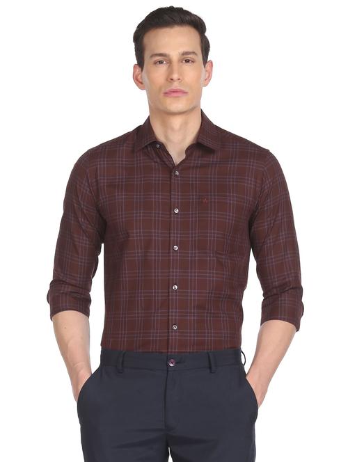 brown checkered casual shirt - 18543497 - Very Small Image - 1