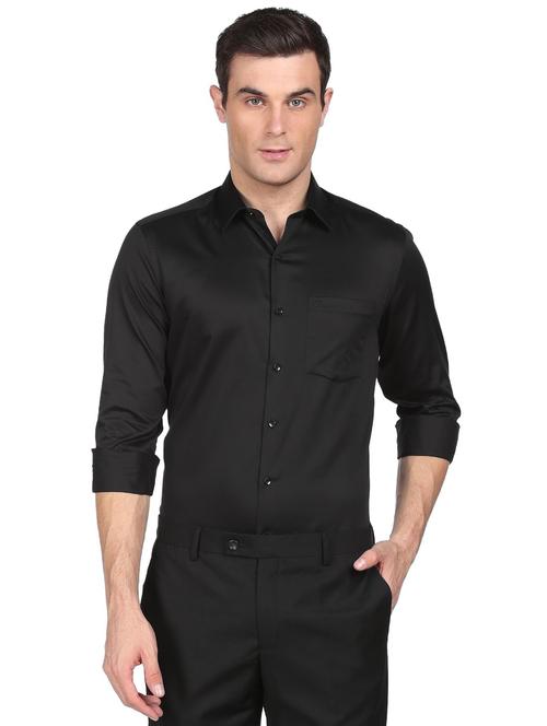 black solid casual shirt - 18543506 - Very Small Image - 1