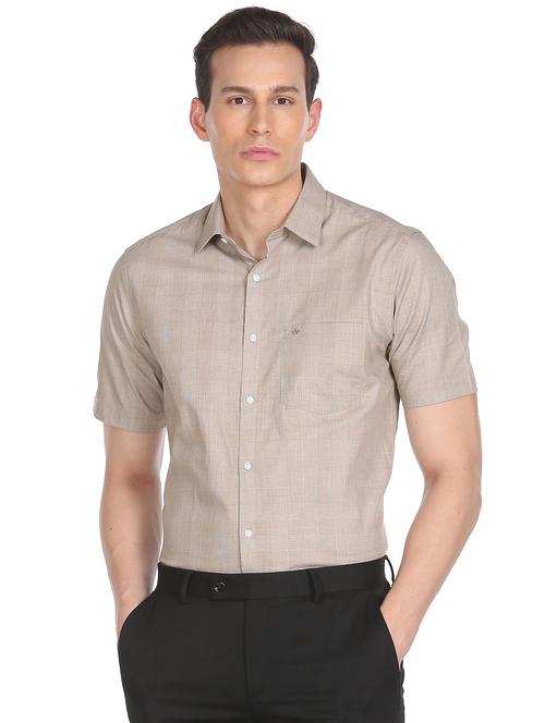 brown self design casual shirt - 18543547 - Very Small Image - 1