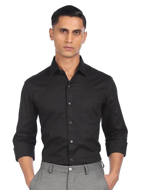 black solid casual shirt - 18543647 - Very Small Image - 1
