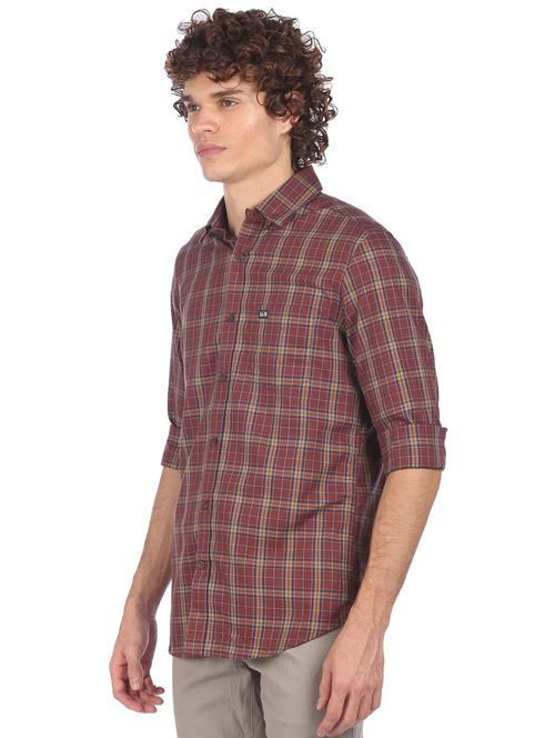 brown checkered casual shirt - 18543670 - Very Small Image - 1