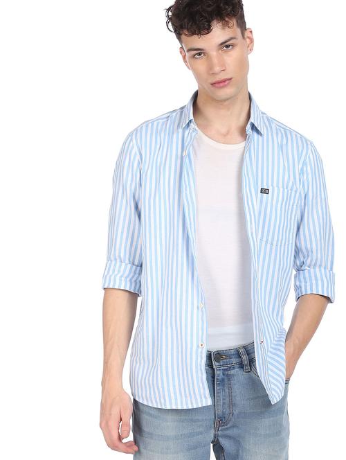 blue striped casual shirt - 18543694 - Very Small Image - 1