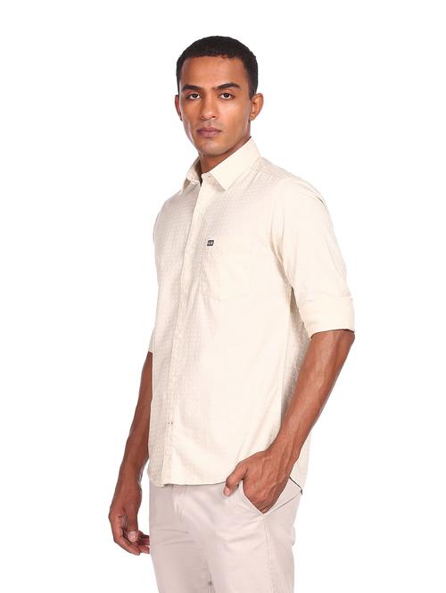 beige printed casual shirt - 18543716 - Very Small Image - 1