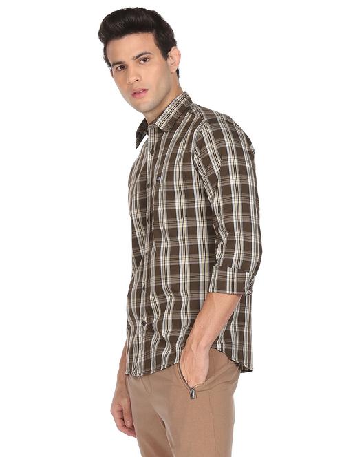 brown checkered casual shirt - 18543795 - Very Small Image - 1