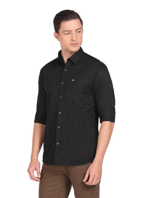 black solid casual shirt - 18543821 - Very Small Image - 1