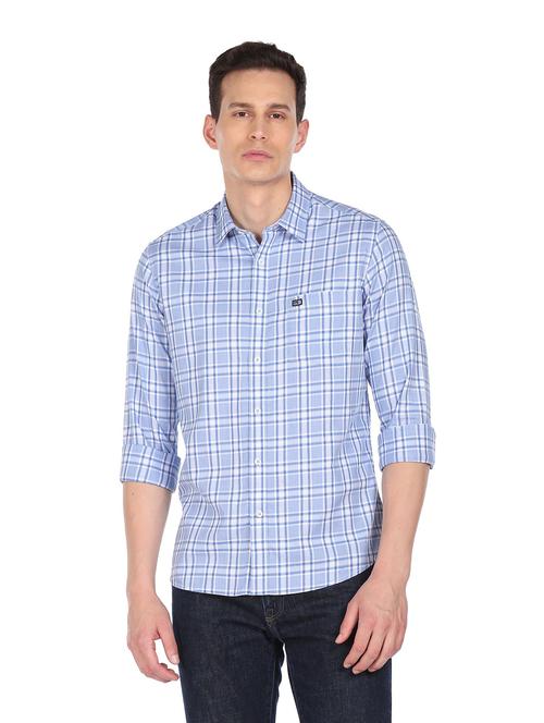 blue checkered casual shirt - 18543932 - Very Small Image - 1