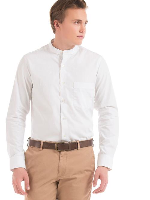 white solid casual shirt - 18544120 - Very Small Image - 1